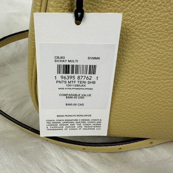 Coach X Peanuts Teri Shoulder Bag With Charlie Brown In Leather/Hay CBJ83 NWT - Picture 6 of 12